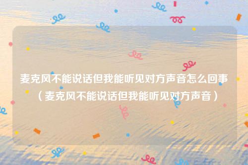 麦克风不能说话但我能听见对方声音怎么回事（麦克风不能说话但我能听见对方声音）