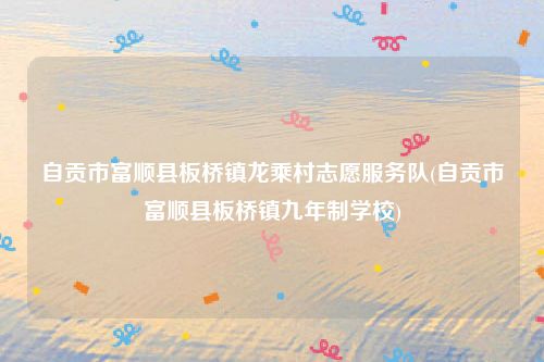 自贡市富顺县板桥镇龙乘村志愿服务队(自贡市富顺县板桥镇九年制学校)