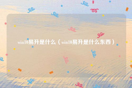 win10易升是什么（win10易升是什么东西）