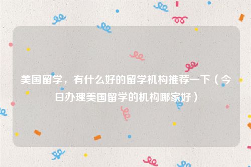美国留学，有什么好的留学机构推荐一下（今日办理美国留学的机构哪家好）