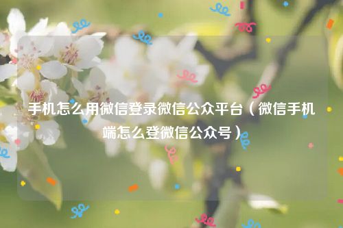 手机怎么用微信登录微信公众平台（微信手机端怎么登微信公众号）