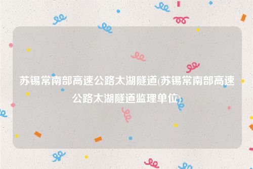苏锡常南部高速公路太湖隧道(苏锡常南部高速公路太湖隧道监理单位)