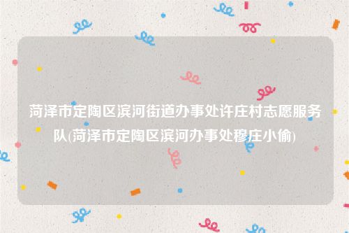 菏泽市定陶区滨河街道办事处许庄村志愿服务队(菏泽市定陶区滨河办事处穆庄小偷)