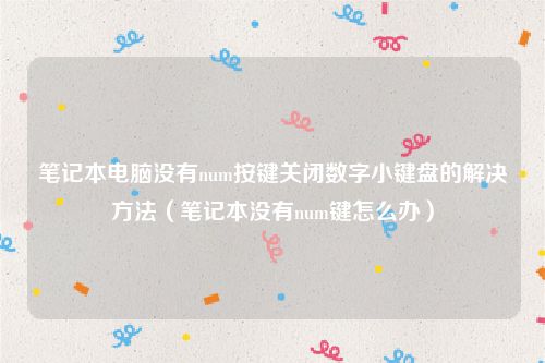 笔记本电脑没有num按键关闭数字小键盘的解决方法（笔记本没有num键怎么办）