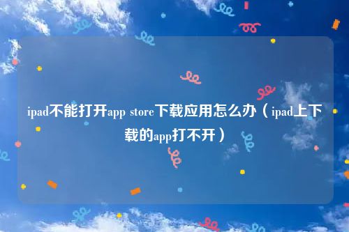 ipad不能打开app store下载应用怎么办（ipad上下载的app打不开）