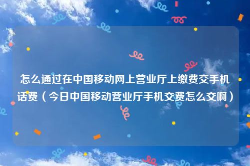 怎么通过在中国移动网上营业厅上缴费交手机话费（今日中国移动营业厅手机交费怎么交啊）