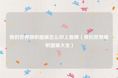 我的世界旗帜图案怎么印上盾牌（我的世界旗帜图案大全）