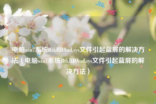 电脑win7系统RtkHDAud.sys文件引起蓝屏的解决方法（电脑win7系统RtkHDAud.sys文件引起蓝屏的解决方法）