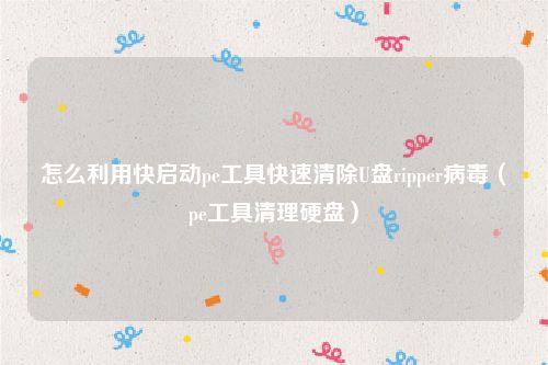 怎么利用快启动pe工具快速清除U盘ripper病毒（pe工具清理硬盘）