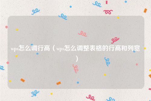 wps怎么调行高（wps怎么调整表格的行高和列宽）